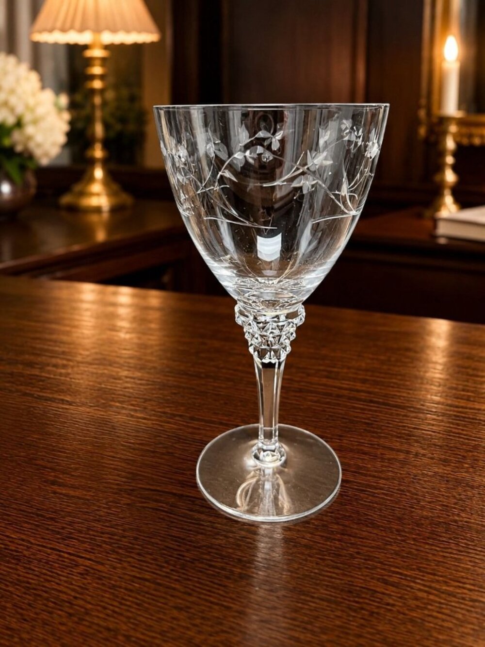 4 Etched Stemware Tiffin Rose Marie Wine Nearly 7 inch Mid Century Stemware | El - Picture 6 of 8
